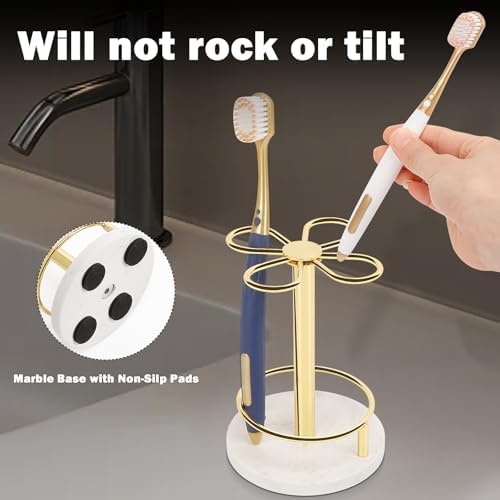 HarJue Gold Toothbrush Holder with Marble Base