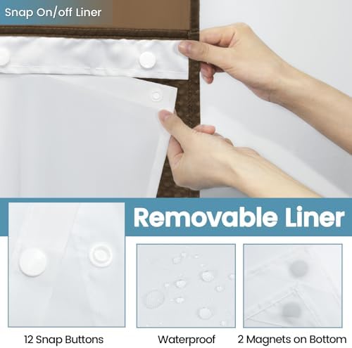 EUTXL Brown Waffle Shower Curtain with Snap Liner
