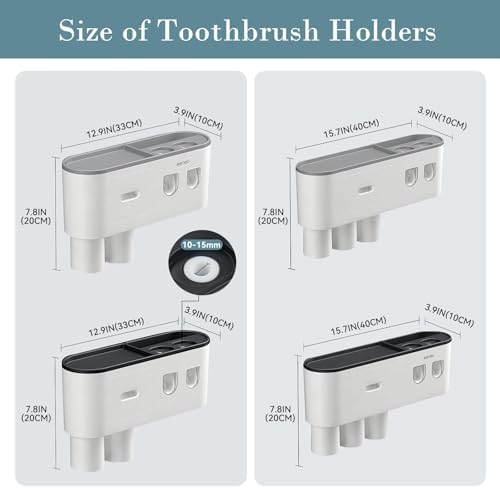 BHeadCat Toothbrush Holder with Toothpaste Dispensers and Storage