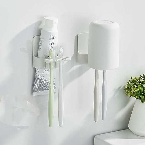 2 PCS Self-Adhesive Toothbrush Holders Wall Mounted 1