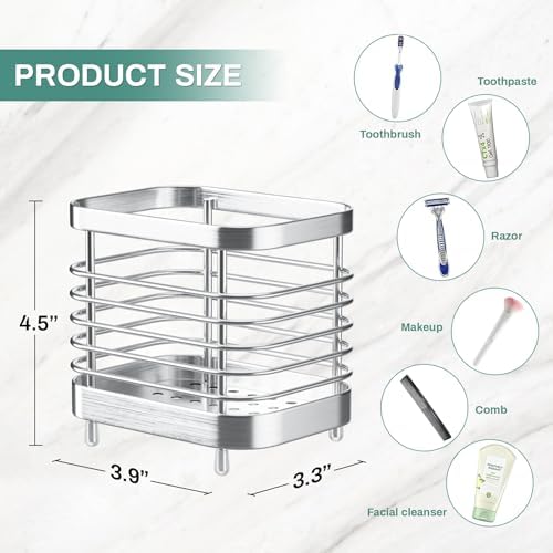 Stainless Steel Shower Toothbrush Holder with Drainage