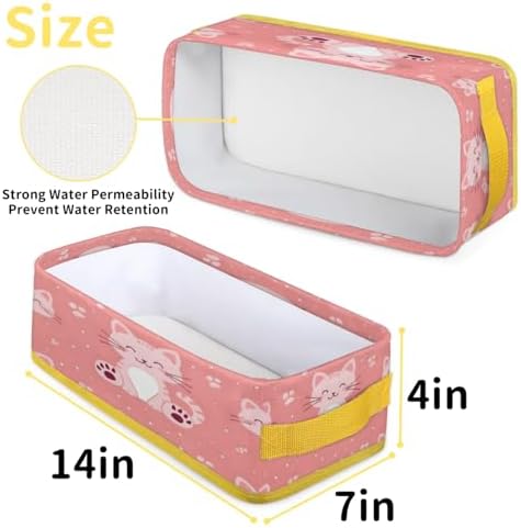 Cute Cat Toilet Tank Topper Paper Basket with Handles