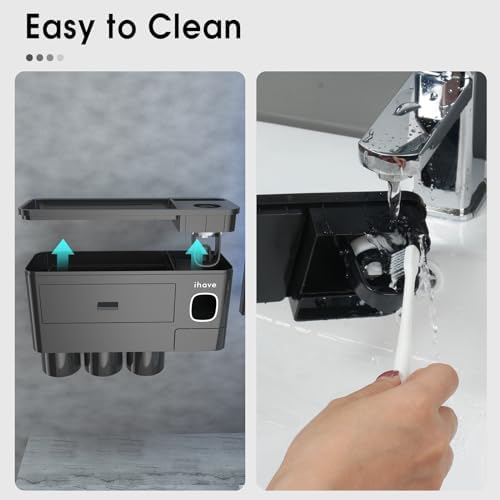 iHave Wall Mounted Toothbrush Holder with Dispenser and Drawer