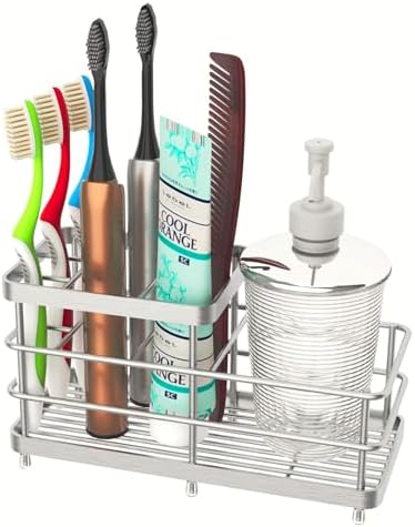 WHALCHI 6 Slots Rustproof Metal Toothbrush Holder Silver