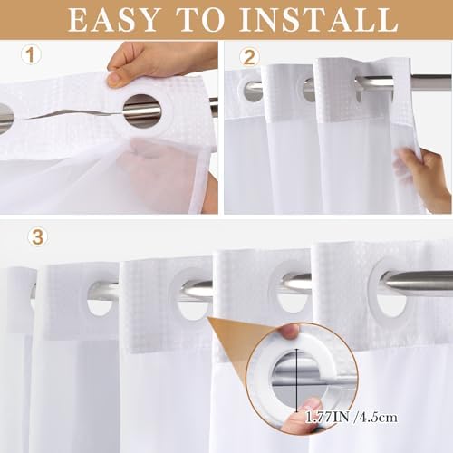 ADABOO Clear Shower Curtain with Snap-in Liner Set 1
