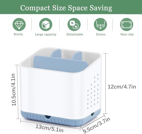PARKMANI 4 Slots Toothbrush Holder for Bathroom Organizer Non-Slip Drainage Blue
