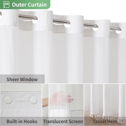 No Hook Extra Long Shower Curtain Set with Liner