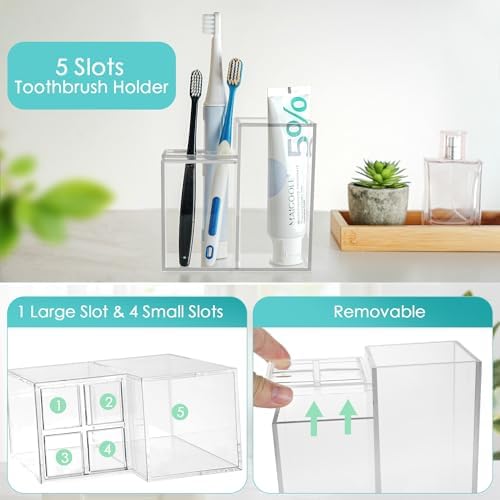 Clear Acrylic Toothbrush Holder with 5 Slots