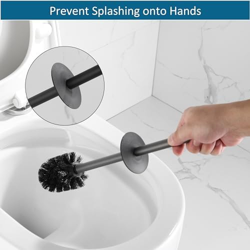 BVL Toilet Brush and Holder Set Black Freestanding 1