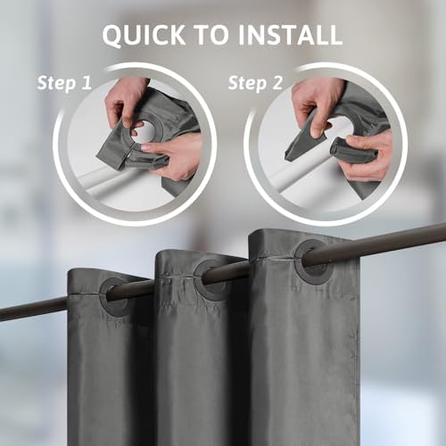 Furlinic No Hook Shower Curtain Dark Grey 72x72 Inch