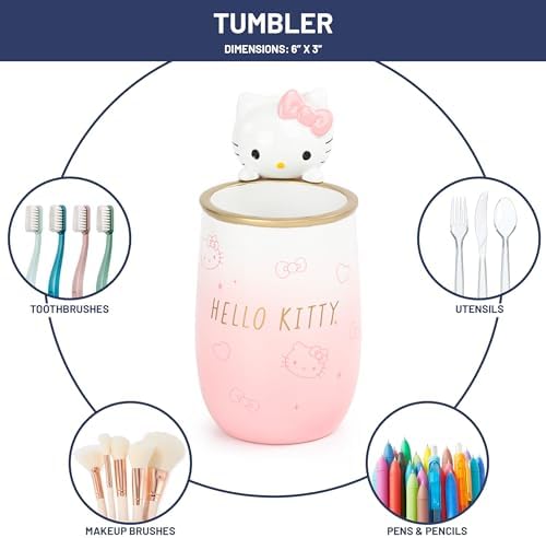 Hello Kitty Tumbler - Pink Resin Toothbrush Holder with Charm