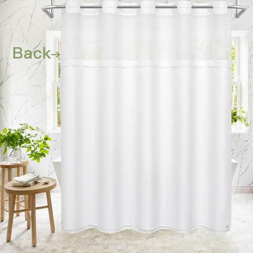 Boho White Woven Chevron Shower Curtain 72x74