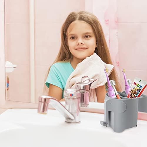 RyanLemon Elephant Toothbrush Holder for Kids Grey