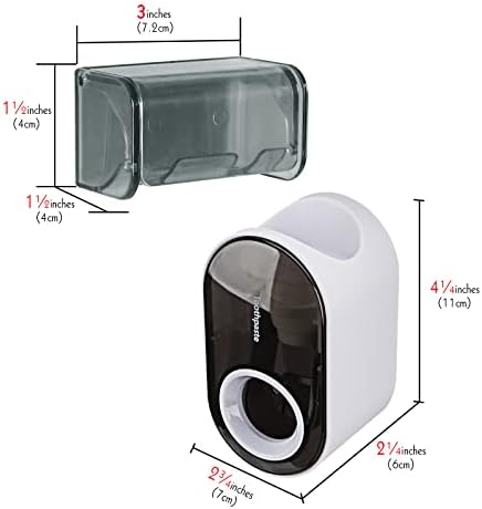 Toothbrush Holder with Cover and Squeezer - Grey