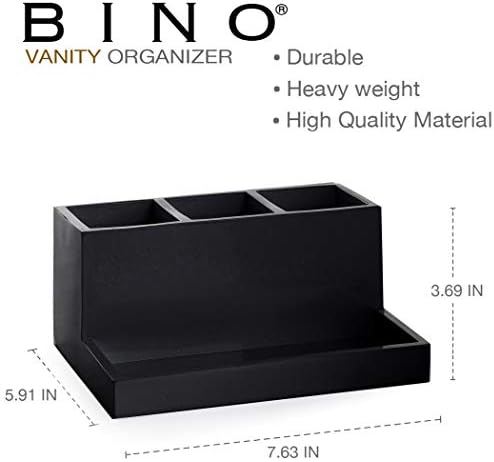 BINO 3 Compartment Organizer - Matte Black Marble Bathroom Accessories