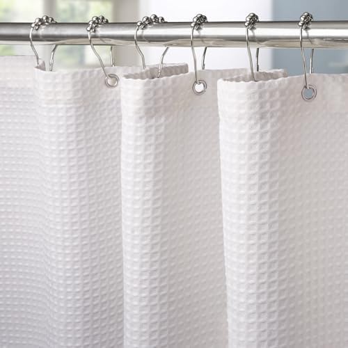 VANZAVANZU Waffle Weave Shower Curtain - 72x72 Inches White