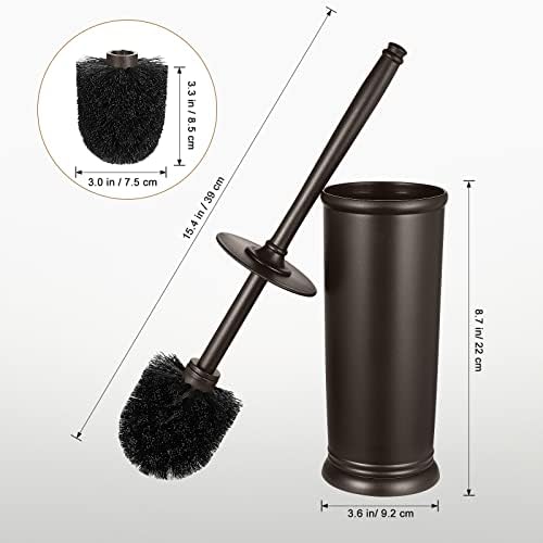 Roleader Toilet Brush Holder Set - 15 Inch Handle with 360 Deep Cleaning