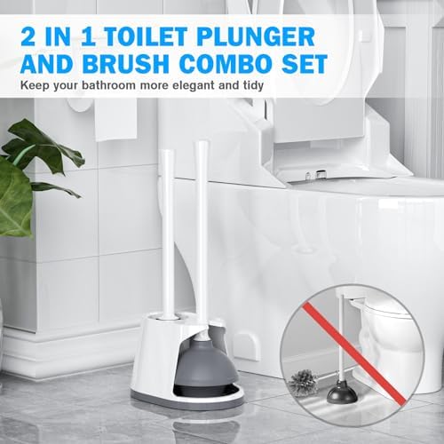 TRENTI 2-in-1 Toilet Plunger and Brush Set with Holder
