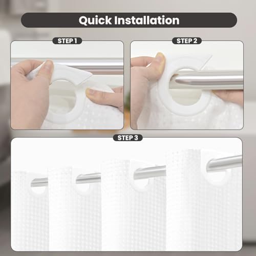 Inhousolu No Hook Waffle Weave Shower Curtain Set - 60 x 72 Inch White