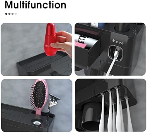 iHave Wall Mounted Toothbrush Holder with Dispenser and Drawer