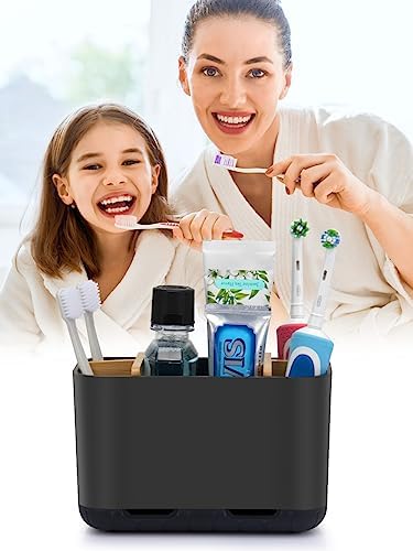 GFWARE Matte Black Toothbrush Holder Set with Drainage and Ventilation