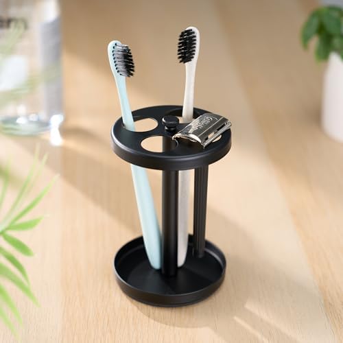 Black Stainless Toothbrush Holder Stand for Bathroom