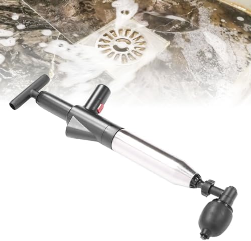 Dpofirs Toilet Plunger with Stainless Steel Handle and Air Pump