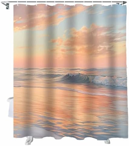 72 Sunset Beach Shower Curtain Set with 12 Hooks