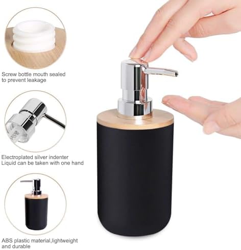 YugFmor Black Bathroom Accessories Set with Soap Dispenser and Toothbrush Holder