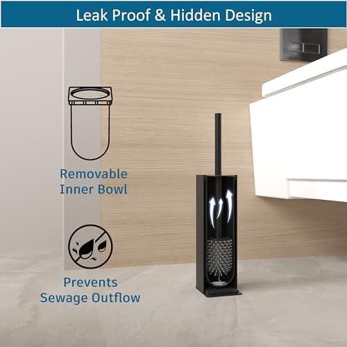 BVL Toilet Brush and Holder Set Black Freestanding 1
