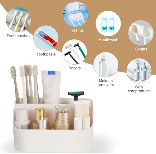 5 Slots Toothbrush Holder with Bamboo and ABS Modern Bathroom Organizer 1