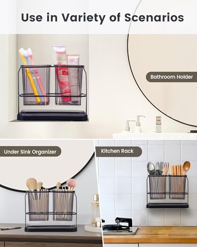 KONE Black Toothbrush Holders for Bathrooms