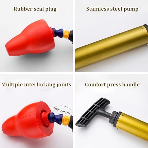 High Pressure Toilet Plunger with 180 Rotating Head and Press Handle