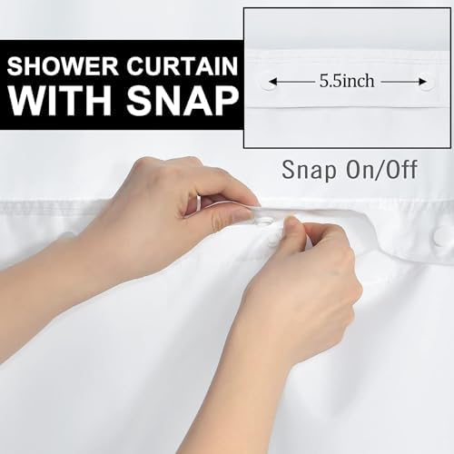 AWERT Forest Grey No Hook Shower Curtain with Liner