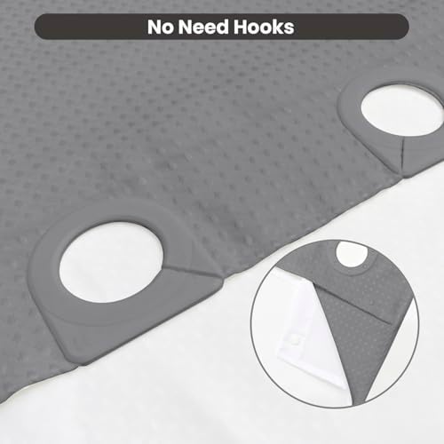 Inhousolu No Hook Waffle Shower Curtain Set - 72x78 Inch Grey