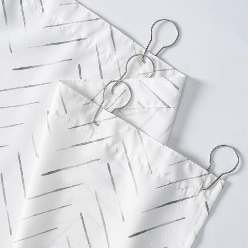Jinchan Extra Long Grey White Shower Curtain with 12 Hooks 70x84 Inches