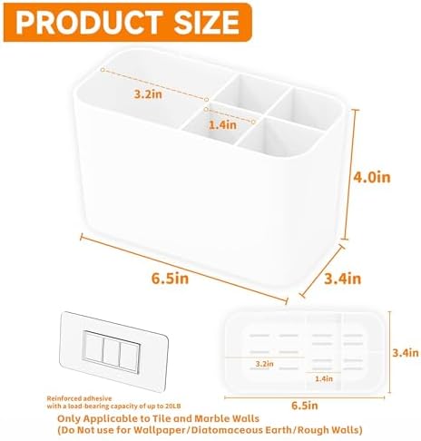 SuoXing 5 Slots Toothbrush Holder with 5 Compartments