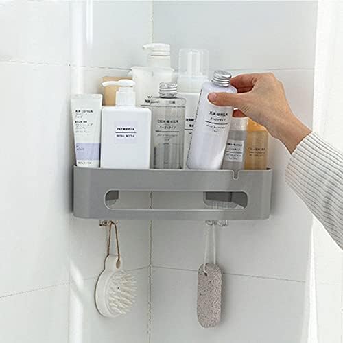 TYZK Gray Wall Mounted Shower Shelf with Hooks