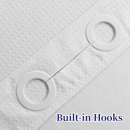 No Hooks Waffle Weave Shower Curtain Set - Hotel Grade Waterproof with Sheer Window