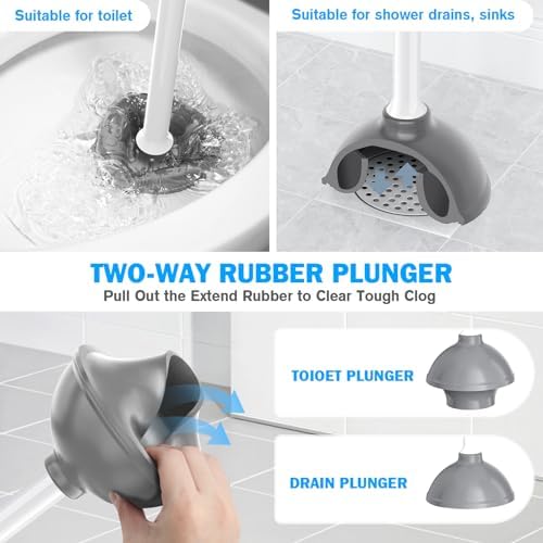 TRENTI 2-in-1 Toilet Plunger and Brush Set with Holder