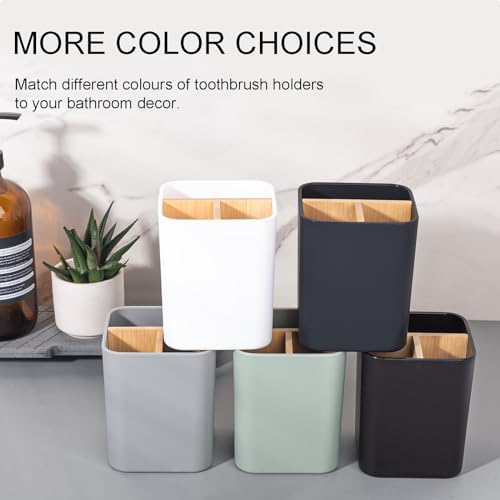 Cool Grey Bamboo Toothbrush Holder with 3 Slots