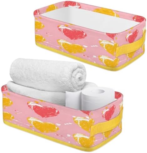 Hearts Pattern Toilet Paper Storage Basket with Handle