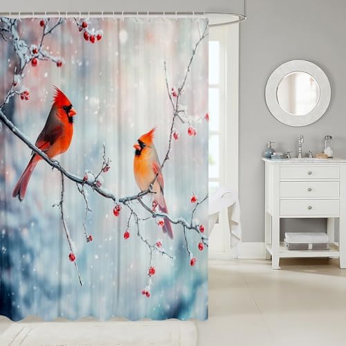 Feelyou 3D Red Bird Shower Curtain Set 72x72