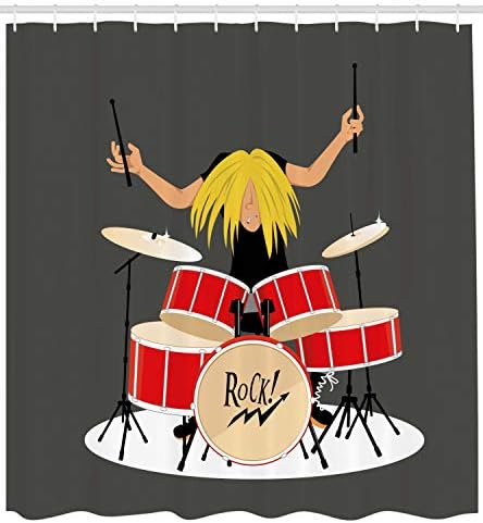 Ambesonne Drums Shower Curtain Set with 12 Hooks