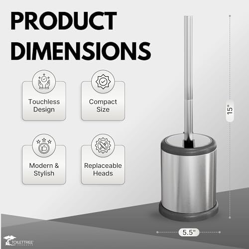 ToiletTree Chrome Toilet Brush with Lid and Holder
