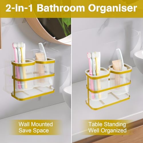 VACONICO Gold Toothbrush Holders Set for Family Bathrooms