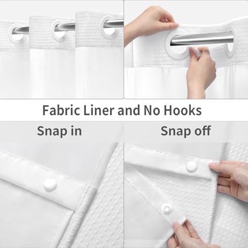 SMTHOM No Hook Shower Curtain Set 75x72