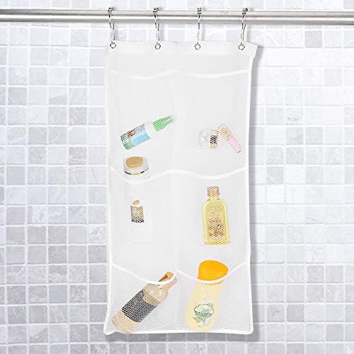 Jwthee Mesh Shower Caddy with 6 Pockets and Metal Hooks