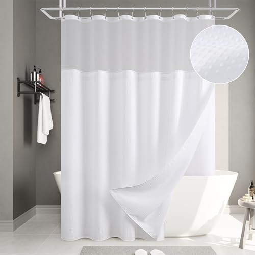 Naturoom White Waffle Shower Curtain Set with Liner