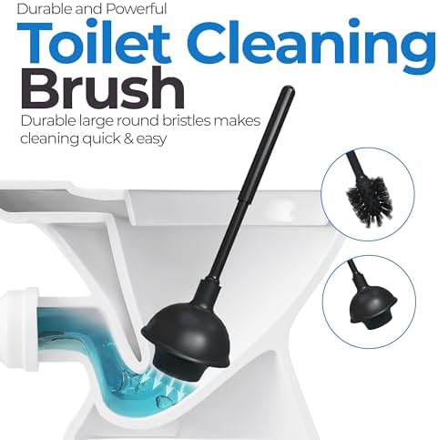 Utopia Home Toilet Plunger and Brush Set with Holder